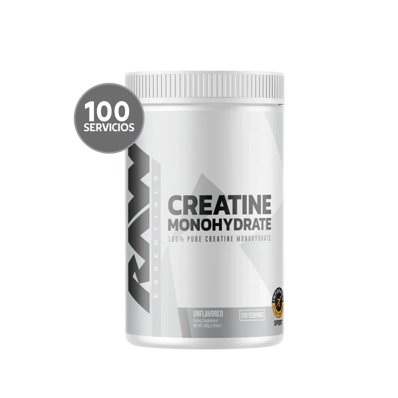 RAW NUTRITION CREATINE 500 G | 100 SERVICIOS · CREATINA MONOHIDRATADA · FUERZA Y RENDIMIENTO - 1