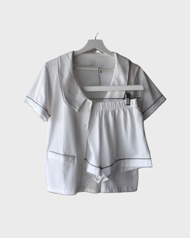 PIJAMA ALGODON PIMA PERUANO EVAKI BLANCO MARINERO - 1