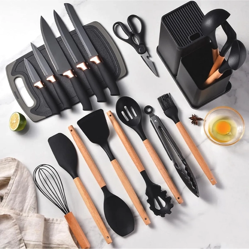 UTENSILIO DE COCINA  NEGRO 19 PIEZAS GSOL - 1