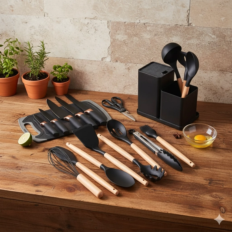 UTENSILIO DE COCINA  NEGRO 19 PIEZAS GSOL - 2