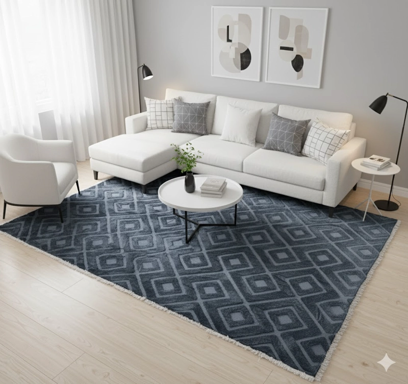 ALFOMBRA DE FLECOS  CON TEXTURA RELIEVE DISEÑO CAQUI  PATRON  SIGZAG 200X240 FEIYA - 1