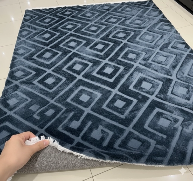 ALFOMBRA DE FLECOS  CON TEXTURA RELIEVE DISEÑO CAQUI  PATRON  SIGZAG 200X240 FEIYA - 2