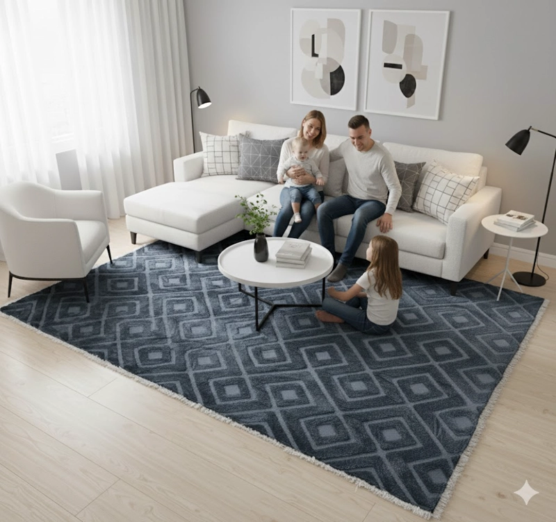ALFOMBRA DE FLECOS  CON TEXTURA RELIEVE DISEÑO CAQUI  PATRON  SIGZAG 200X240 FEIYA - 3