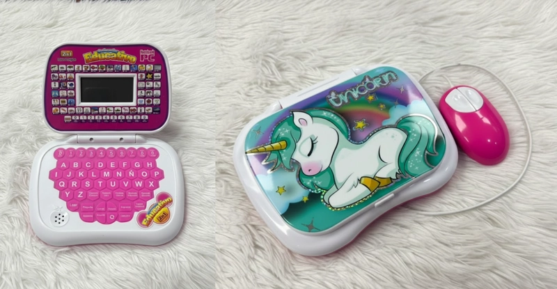 COMPUTADORA PARA NIÑA UNICORNIO GATITO DE JUGUETE DIDACTICO INGLES ESPAÑOL WM - 1