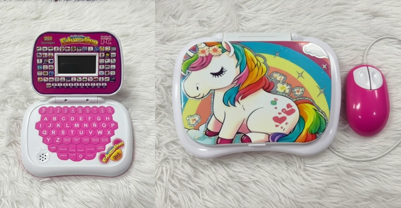 COMPUTADORA PARA NIÑA UNICORNIO GATITO DE JUGUETE DIDACTICO INGLES ESPAÑOL WM - 1