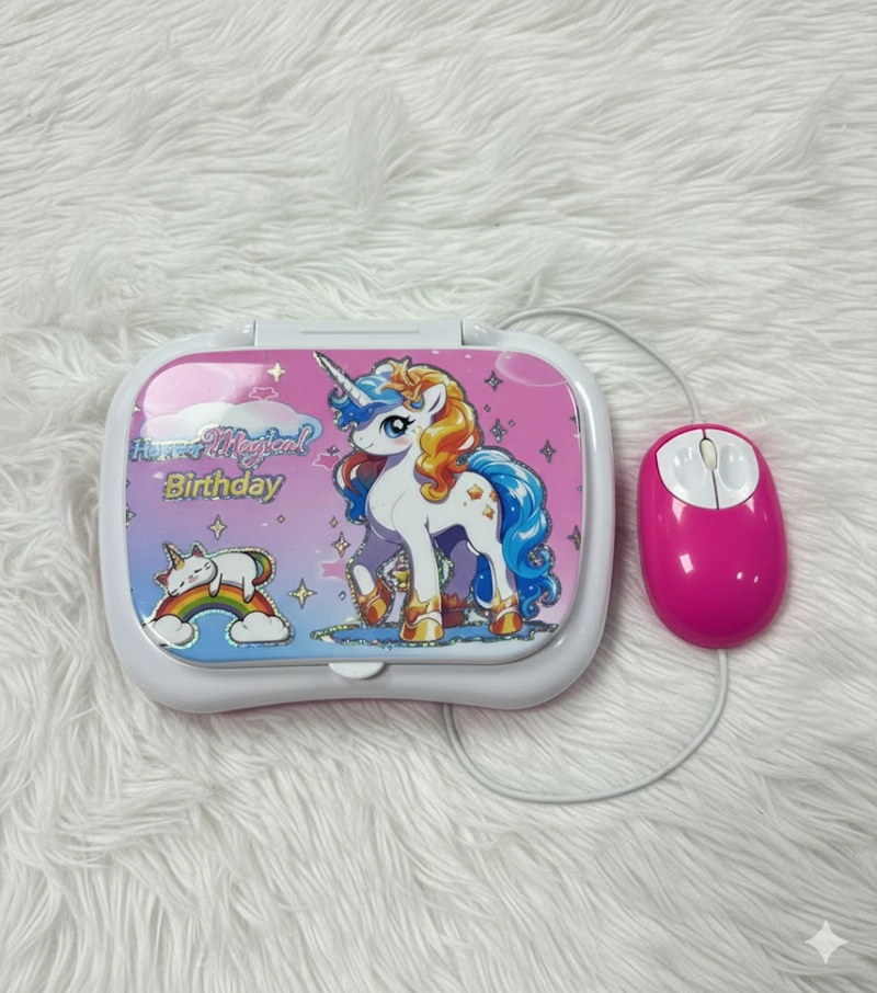 COMPUTADORA PARA NIÑA UNICORNIO GATITO DE JUGUETE DIDACTICO INGLES ESPAÑOL WM - 3