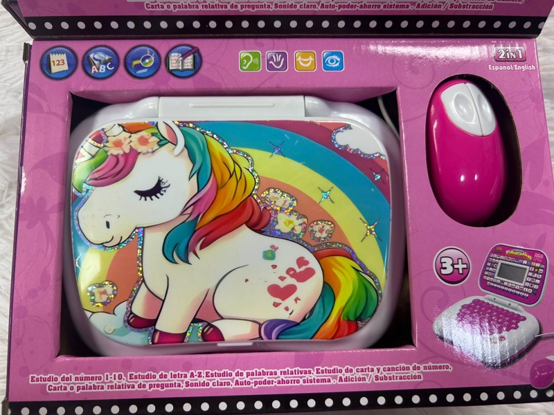 COMPUTADORA PARA NIÑA UNICORNIO GATITO DE JUGUETE DIDACTICO INGLES ESPAÑOL WM - 3