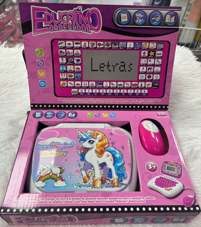 COMPUTADORA PARA NIÑA UNICORNIO GATITO DE JUGUETE DIDACTICO INGLES ESPAÑOL WM - 4