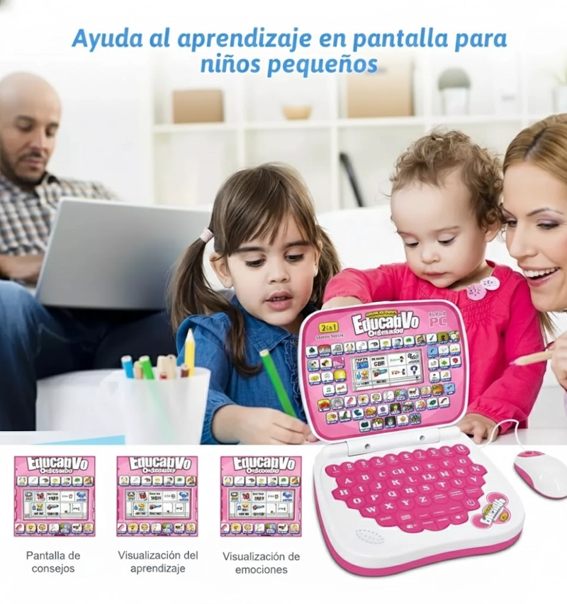 COMPUTADORA PARA NIÑA UNICORNIO GATITO DE JUGUETE DIDACTICO INGLES ESPAÑOL WM - 6
