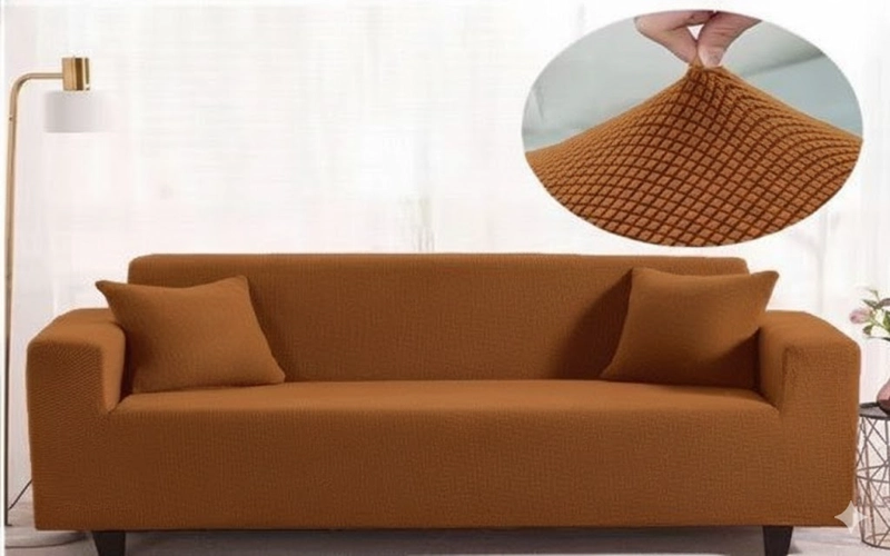 FUNDAS CUBRE SOFA DE 3 CUERPO TELA GRUESA CUADRILLE UNICOLOR BURDEO VINO TINTO - 1