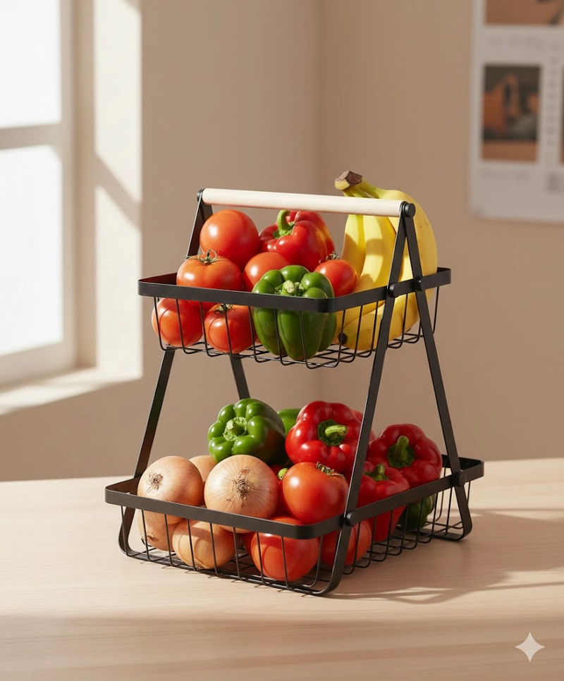 ORGANIZADOR DE FRUTERO 2 NIVLES ACERO INOXIDABLE - 1