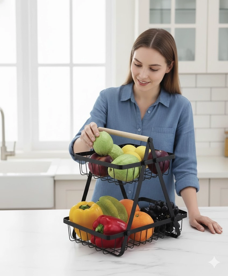 ORGANIZADOR DE FRUTERO 2 NIVLES ACERO INOXIDABLE - 4