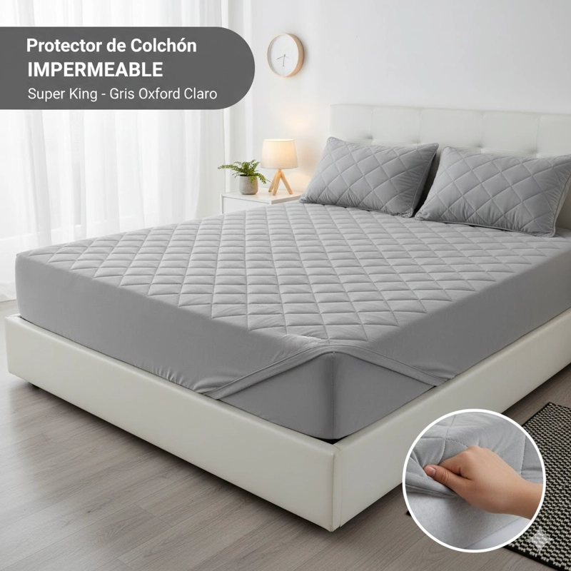 TOPPER CUBRECOLCHON SUPER KING UNICOLOR AJUSTABLE IPERMEABLE WM - 1