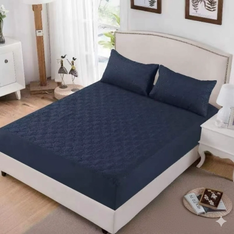 TOPPER CUBRECOLCHON IIPERMEABLE 2 PLAZAS UNICOLOR AJUSTABLE WM - 1
