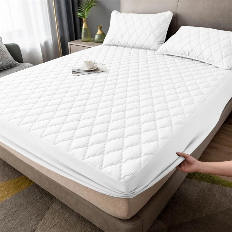 TOPPER CUBRECOLCHON IIPERMEABLE 2 PLAZAS UNICOLOR AJUSTABLE WM - 5