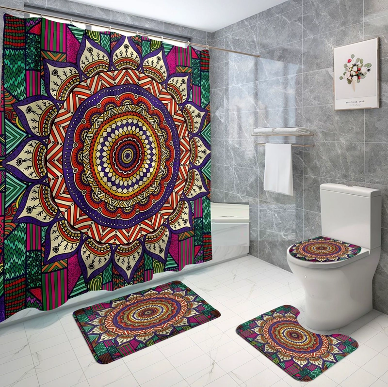 SET DE BAÑO  DE 4 PIEZAS  DISEÑO MANDALA WYM - 1
