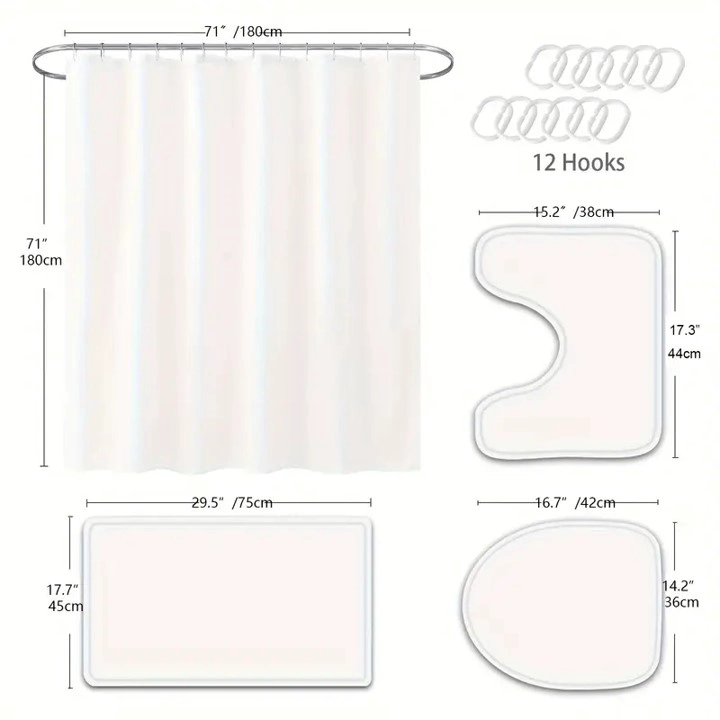 SET DE BAÑO CON DISEÑO FLOR MANDALA TURQUESA  4 PIEZAS WYM - 4