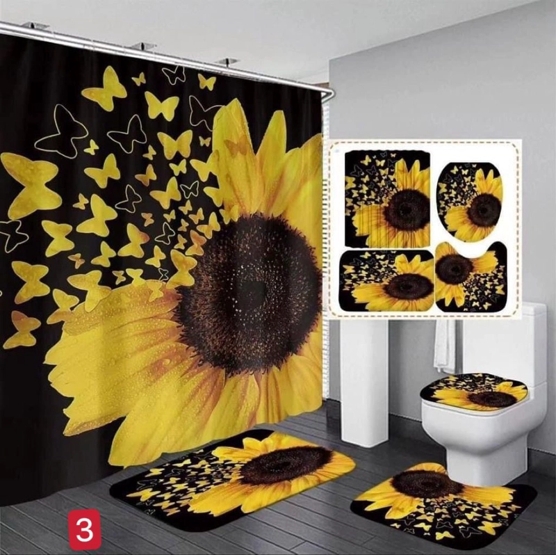 SET DE BAÑO DE 4 PIEZAS DISEÑO GIRASOLES  WYM - 1