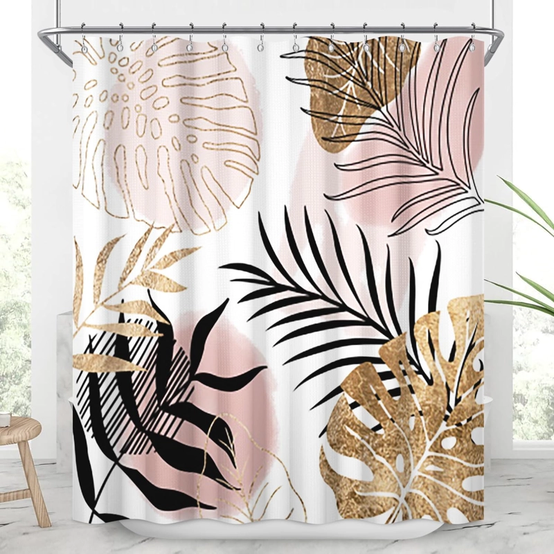 SETS DE BAÑO 4 PIEZAS DISEÑO HOJAS DE VERANO TONOS CLAROS WM - 7