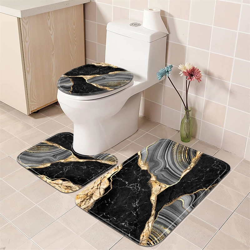 SET DE BAÑO CON DISEÑO PORCELANATO EFECTO 3D  4 PIEZAS WYM - 3