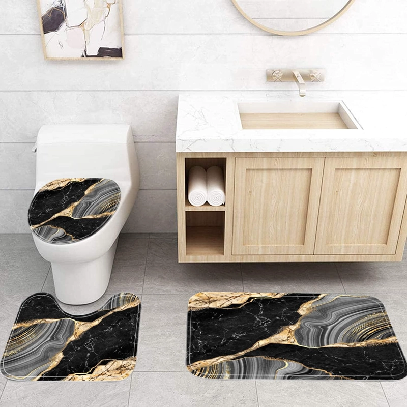 SET DE BAÑO CON DISEÑO PORCELANATO EFECTO 3D  4 PIEZAS WYM - 5