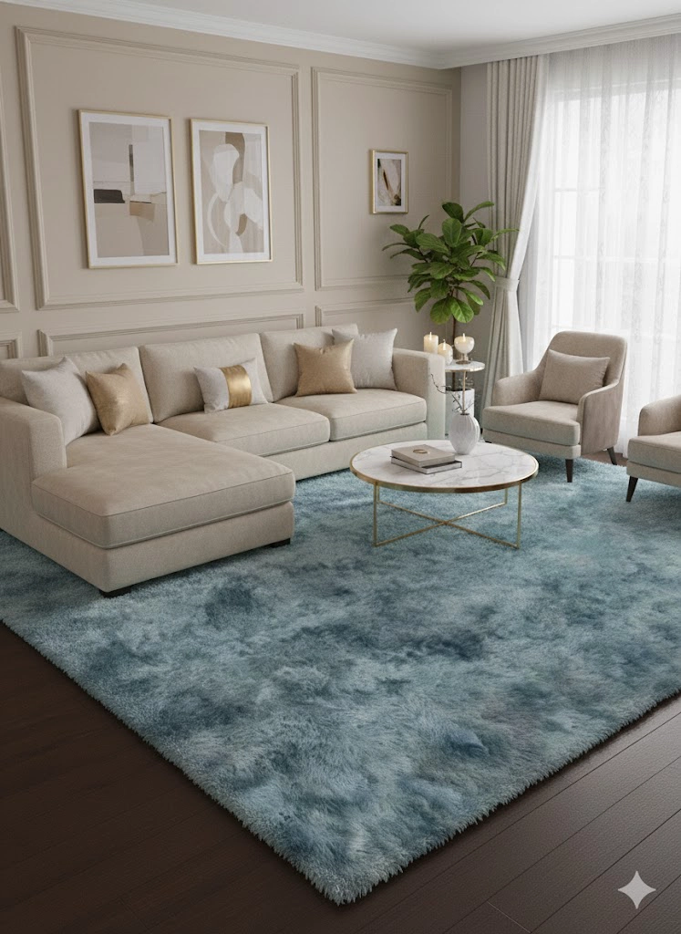 ALFOMBRA PELUDA GRIS JASPEADA 200X300 CM ANTIDESLIZANTE, SUAVE, MODERA ELEGANTE TF - 1