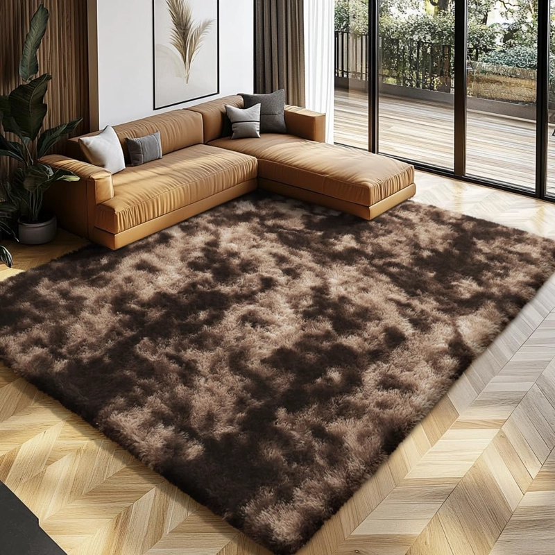 ALFOMBRA PELUDA GRIS JASPEADA 200X300 CM ANTIDESLIZANTE, SUAVE, MODERA ELEGANTE TF - 1