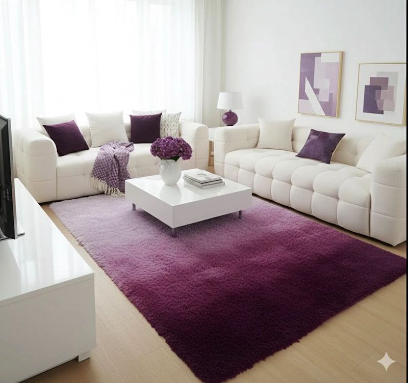 ALFOMBRA PELUDA 200X300 VIOLETA DEGRADE  SUAVE ANTIDESLIZANTE TF - 1