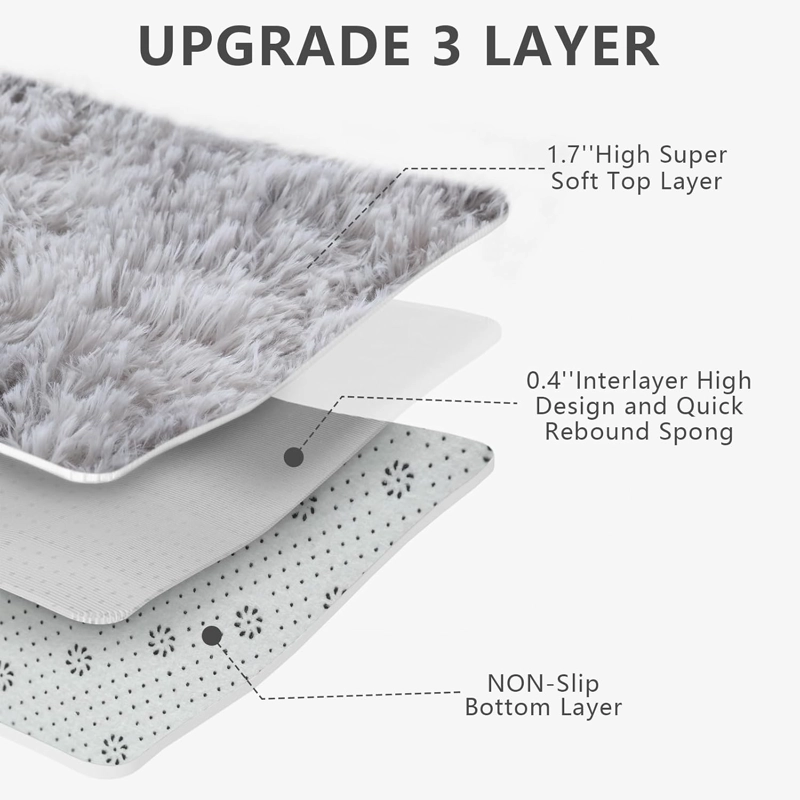 ALFOMBRA PELUDA GRIS JASPEADA 200X240 CM SUAVE, MODERNA, ANTIDESLIZANTE TF - 4