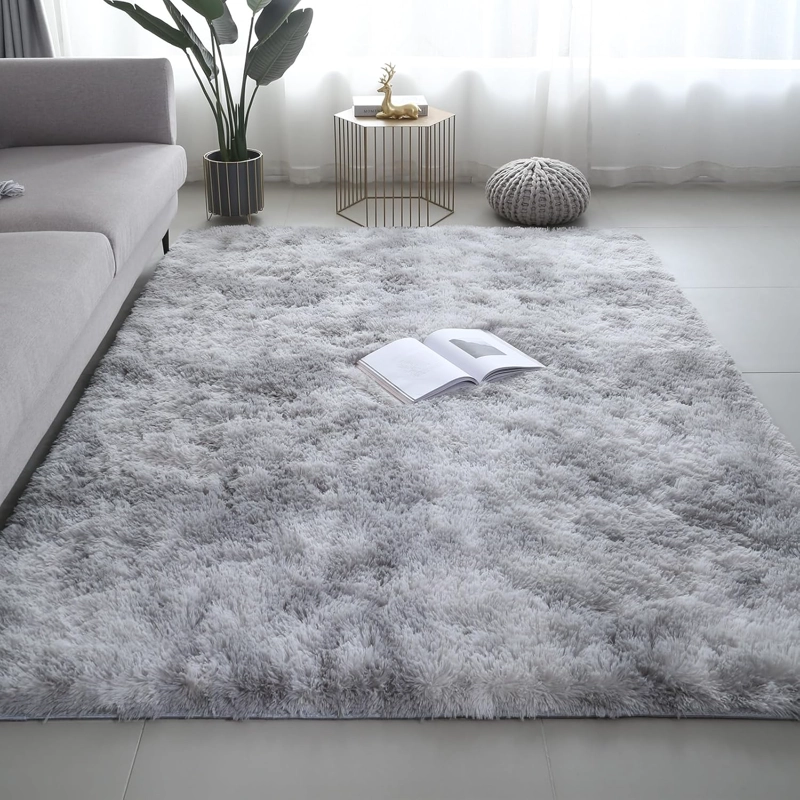 ALFOMBRA PELUDA GRIS JASPEADA 200X240 CM SUAVE, MODERNA, ANTIDESLIZANTE TF - 5