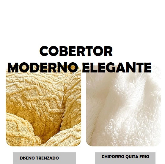 COBERTOR KING DE INVIERNO CON CHIPORRO DISEÑO TRENZADO GRIS UNICOLOR  TF - 2