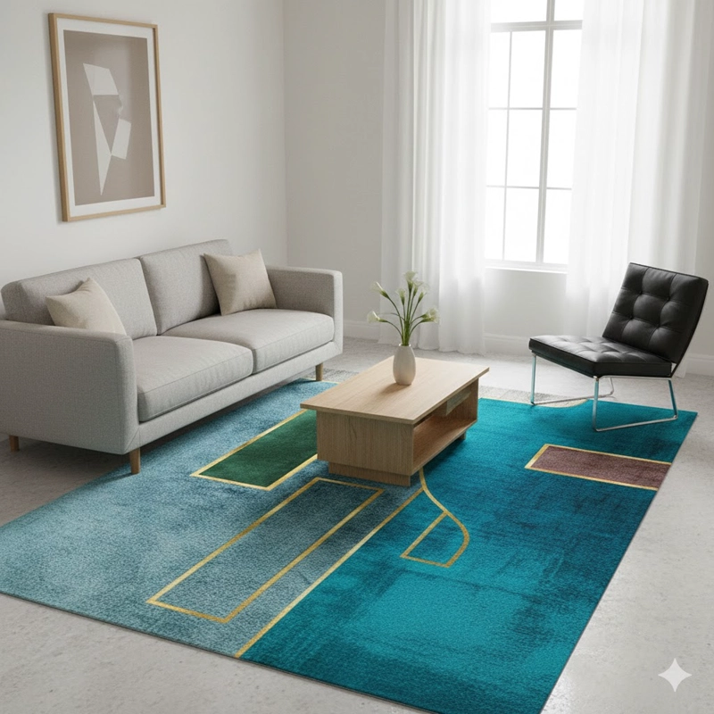 ALFOMBRA MODERNA 200X240 AZUL DISEÑO ELEGANTE ANTIDESLIZANTE TFI - 1