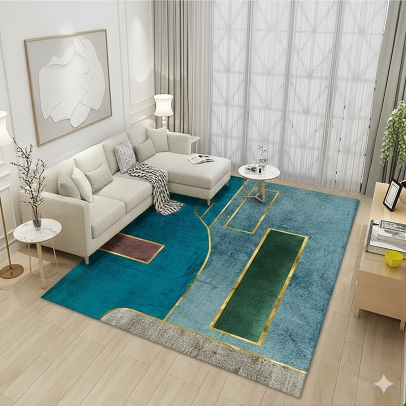 ALFOMBRA MODERNA 200X240 AZUL DISEÑO ELEGANTE ANTIDESLIZANTE TFI - 5