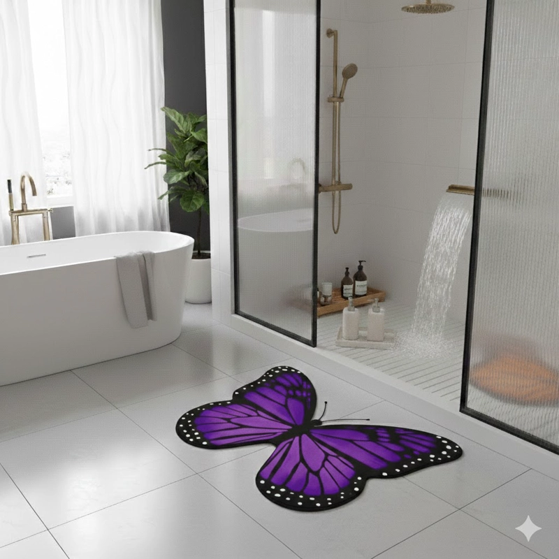 ALFOMBRA SALIDA DE DUCHA MARIPOSAS 50X80 CM WM - 2