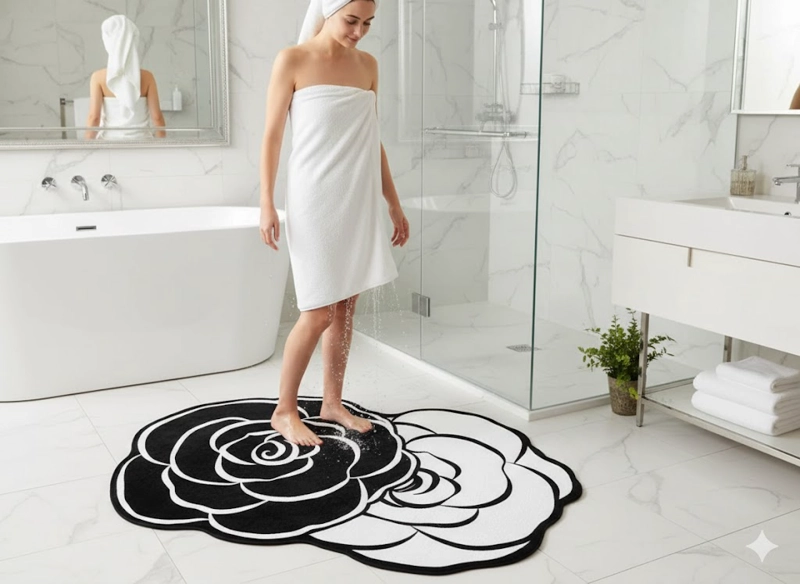 ALFOMBRA DE BAÑO SALIDA DE DUCHA DUO ROSAS 50X80 CM WM - 3