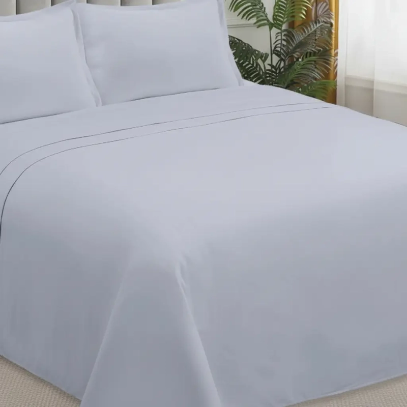 SABANAS W.M G JUEGO DE 200 HILOS PARA COLCHON 2 PLAZAS GRIS LISO - 1