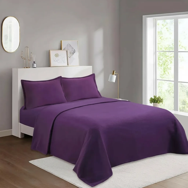 JUEGO DE SABANAS POLAR 2 PLAZAS LISO MORADO OSCURO LISO - 1