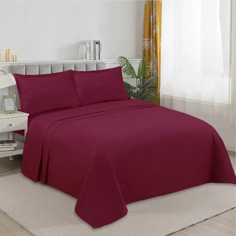 SABANAS W.M G JUEGO DE 200 HILOS PARA COLCHON 2 PLAZAS BURDEO LISO - 1