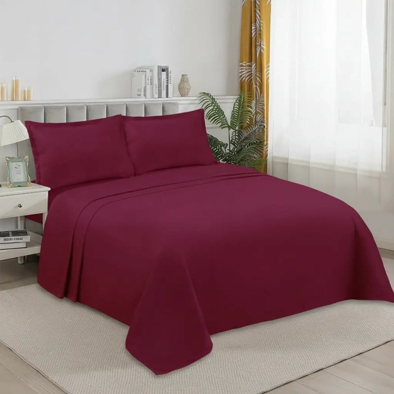 SABANAS W.M G JUEGO DE 200 HILOS PARA COLCHON 2 PLAZAS BURDEO LISO - 2