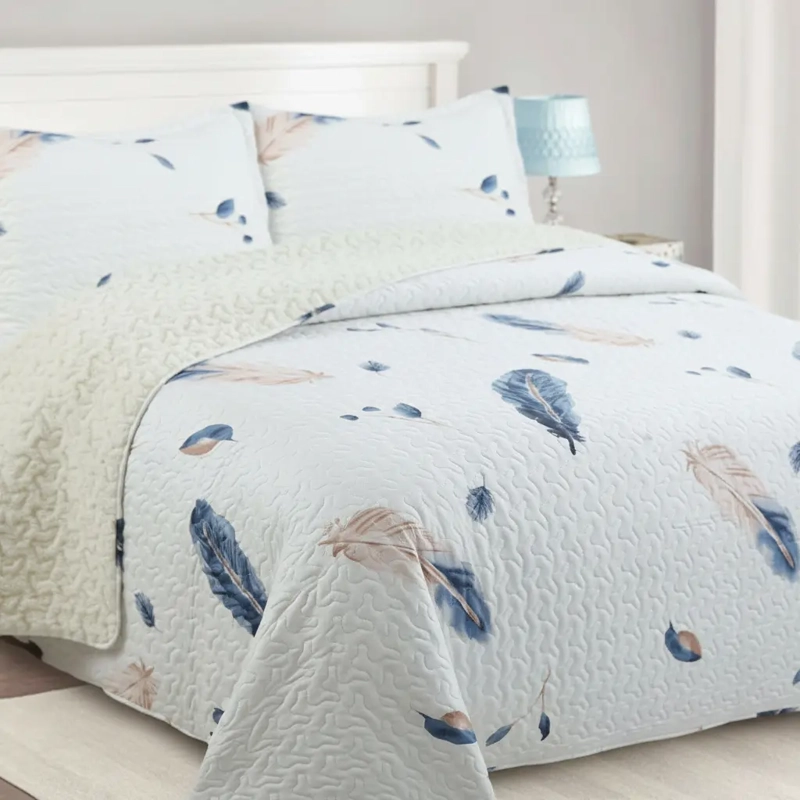 CUBRECAMA QUILT SHERPA 2PL  MARFIL CLARO SUAVE Y CONTEMPORANEO - 1