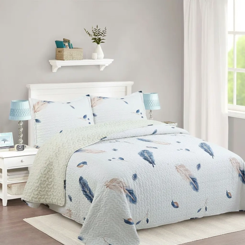 CUBRECAMA QUILT SHERPA 2PL  MARFIL CLARO SUAVE Y CONTEMPORANEO - 3