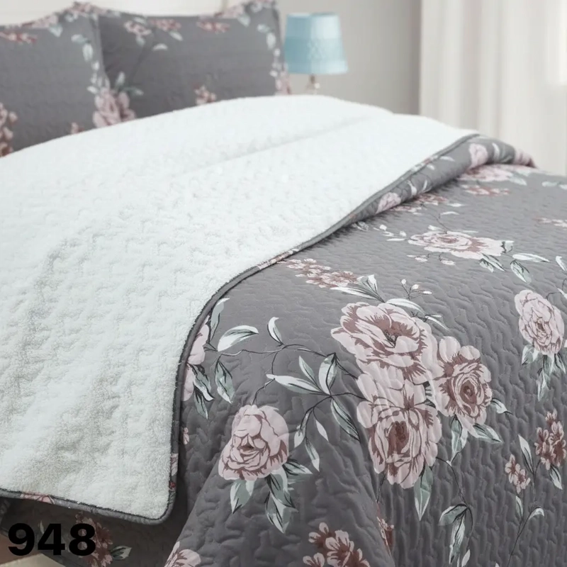 CUBRECAMA QUILT SHERPA 2PL W.M G ROSADOS Y BEIGE ESTAMPADO FLORAL - 2