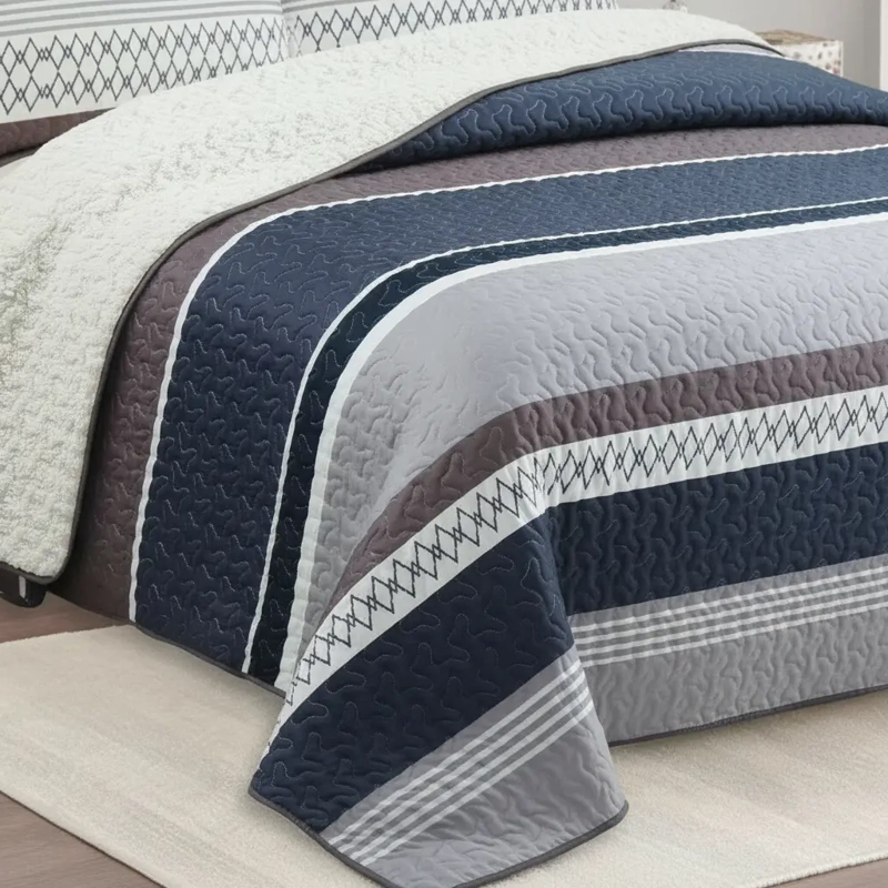 CUBRECAMA QUILT SHERPA 1.5 W.M G -AZUL ACERO RALLA - 2