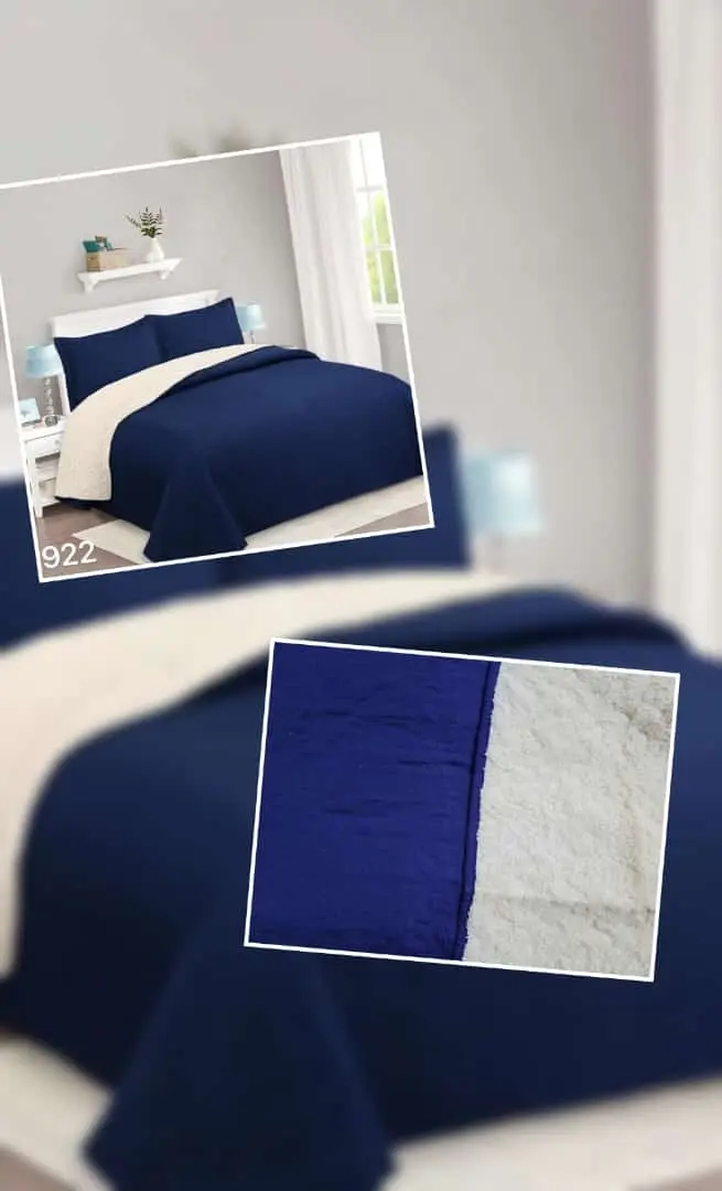 CUBRECAMA QUILT SHERPA 2PL W.M G VERDE MENTA GRIS Y BLANCO. DISEÑO A FRANJAS HORIZONTALES - 1