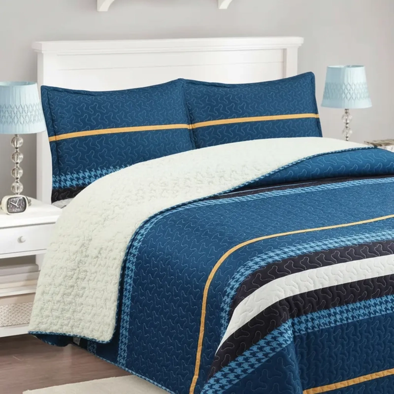 CUBRECAMA QUILT SHERPA 1.5 W.M G - AZUL RAYAS - 1