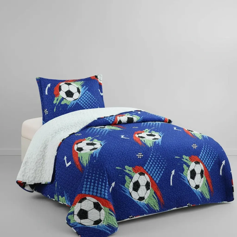 CUBRECAMA QUILT SHERPA W.M G- AZUL PELOTAS - 2