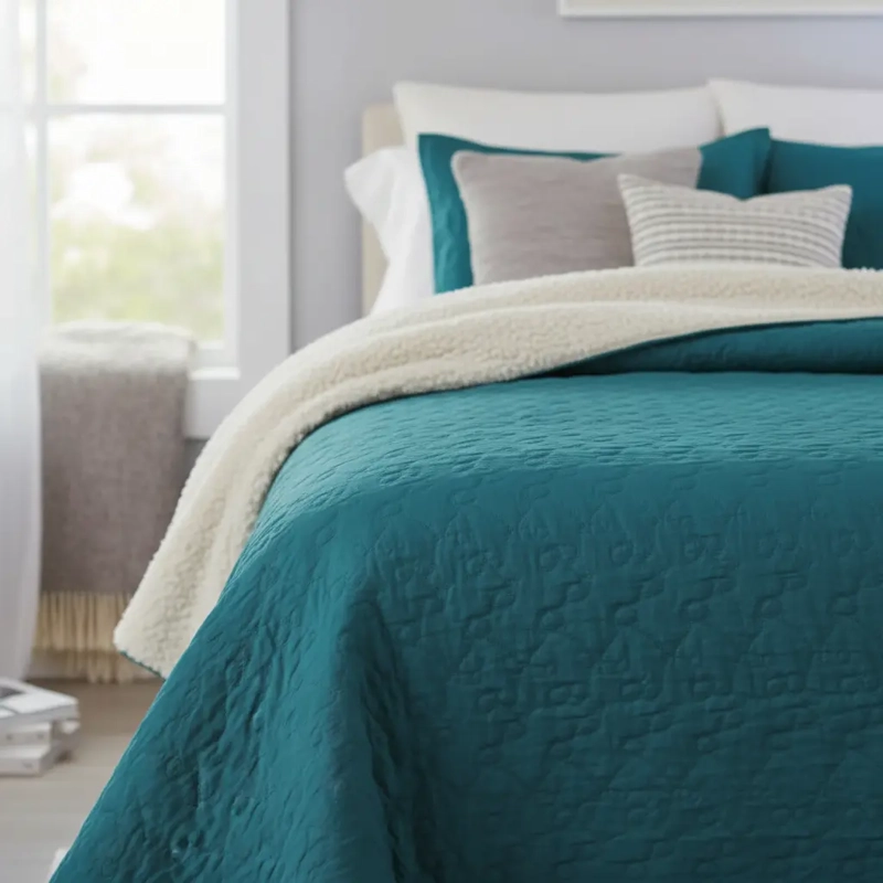 CUBRECAMA QUILT SHERPA 1.5 W.M G -TURQUESA LISO - 3