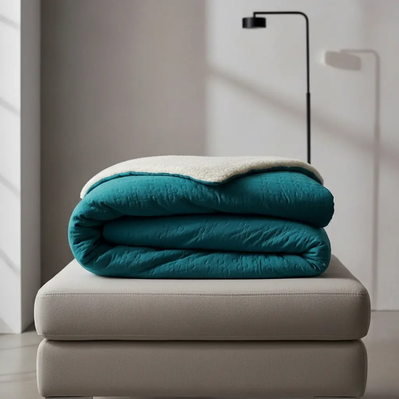 CUBRECAMA QUILT SHERPA 1.5 W.M G -TURQUESA LISO - 4