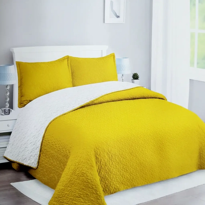CUBRECAMA QUILT SHERPA 2PL W.M G - AMARILLO MOSTAZA INTENSO MODERNO Y LUMINOSO - 2