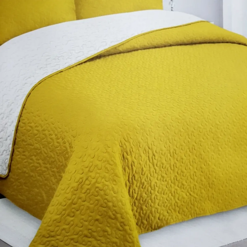 CUBRECAMA QUILT SHERPA 2PL W.M G - AMARILLO MOSTAZA INTENSO MODERNO Y LUMINOSO - 3